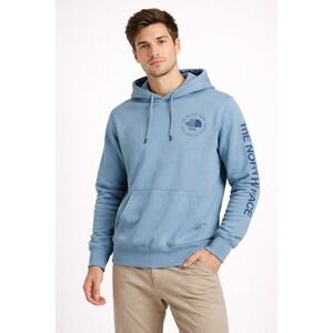 The North Face Hoodie Men's S Blue Pullover Sweatshirt Logo Graphic Cotton Blend